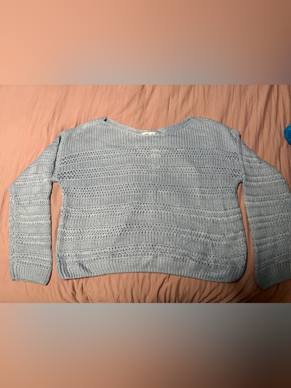 Hollister Light Blue Open-Knit Crewneck Sweater